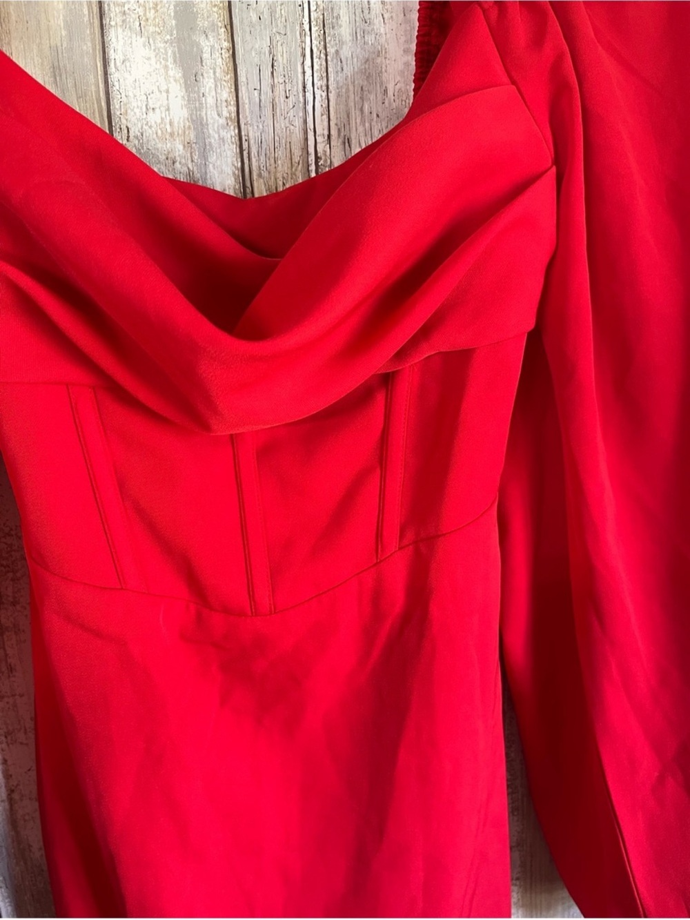 Princess Polly Lillie Long Sleeve Mini Dress Size 2 Red Bustier NWT - Picture 5 of 7